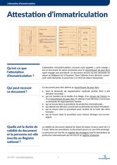 Fiche info. Attestation d'immatriculation.