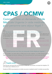 CPAS/OCMW Comment faire un demande d'Aide Médicale Urgente (= aide médicale pour personne sans séjour légal) ?